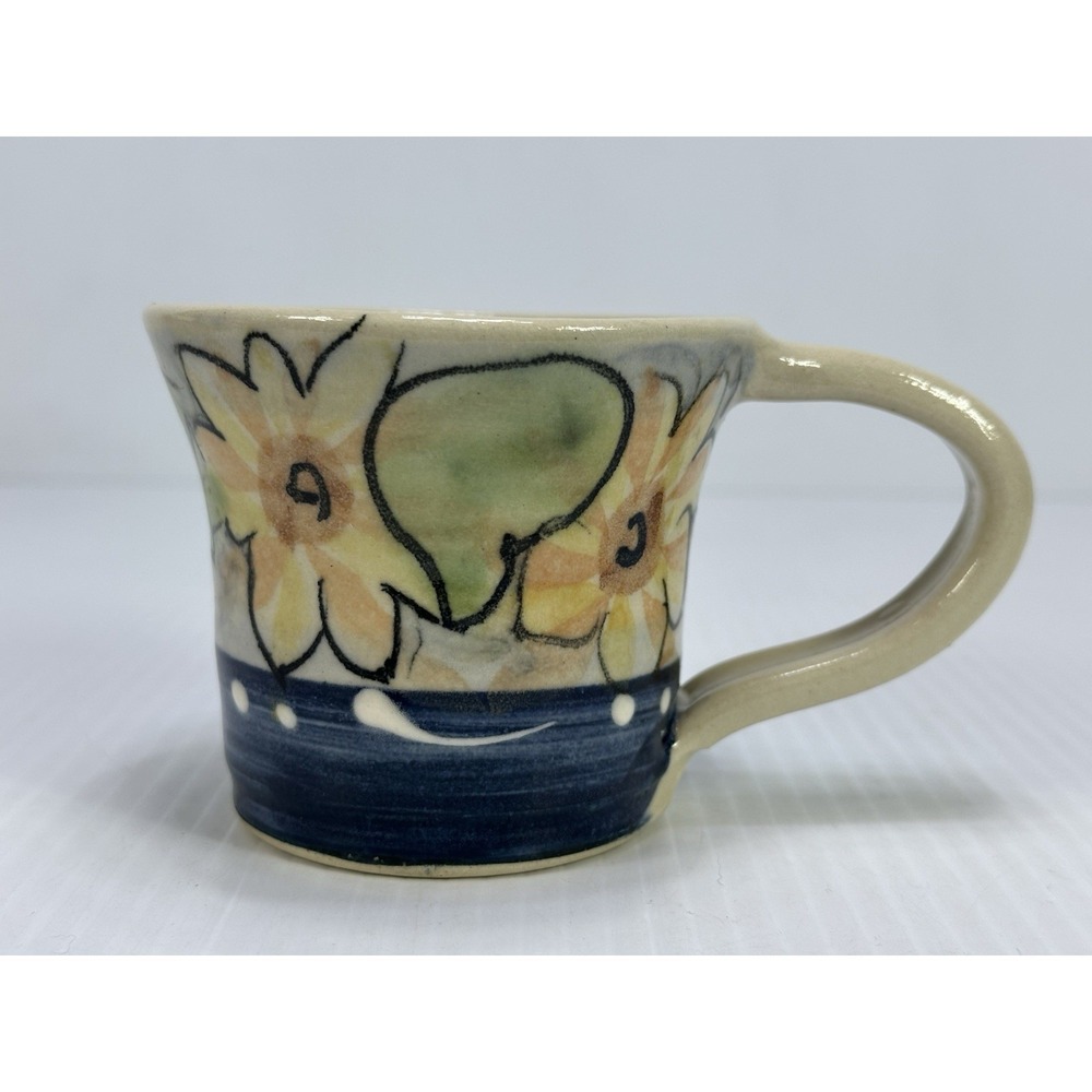 Handcrafted Artisan Coffee Tea Mug‎ Cup Flowers Signed Anne Marie Hand Thrown